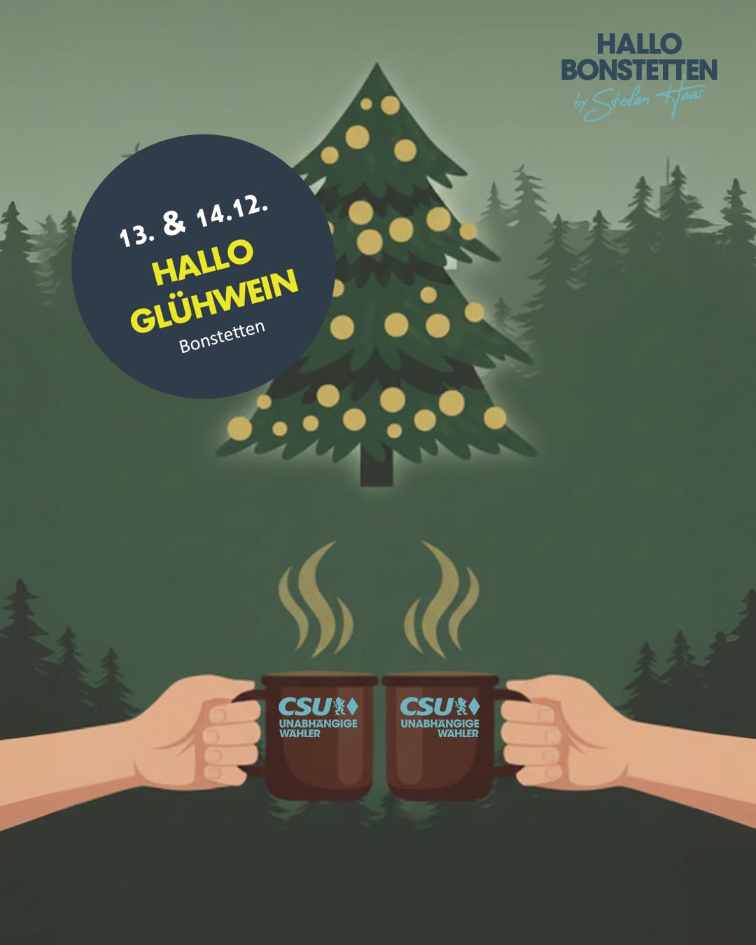Hallo Bonstetten Dgoes Glühwein beim Christbaumverkauf